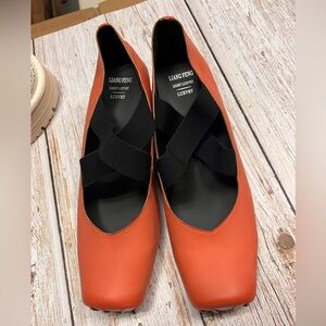 🐽 Piggy Nose Orange Leather Ballet Flats